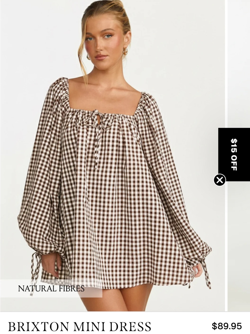 Showpo Mini Dress - Brown Gingham